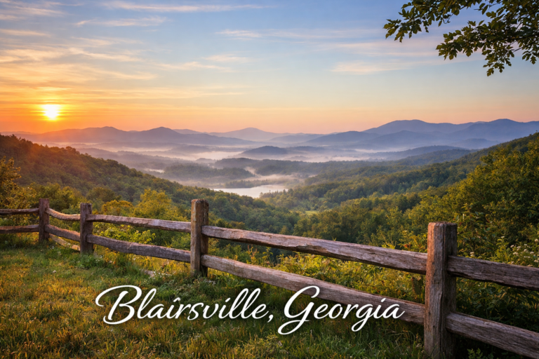 alt="Scenic view of Blairsville Georgia in the Blue Ridge Mountains where hyperbaric oxygen therapy services support wellness and recovery"