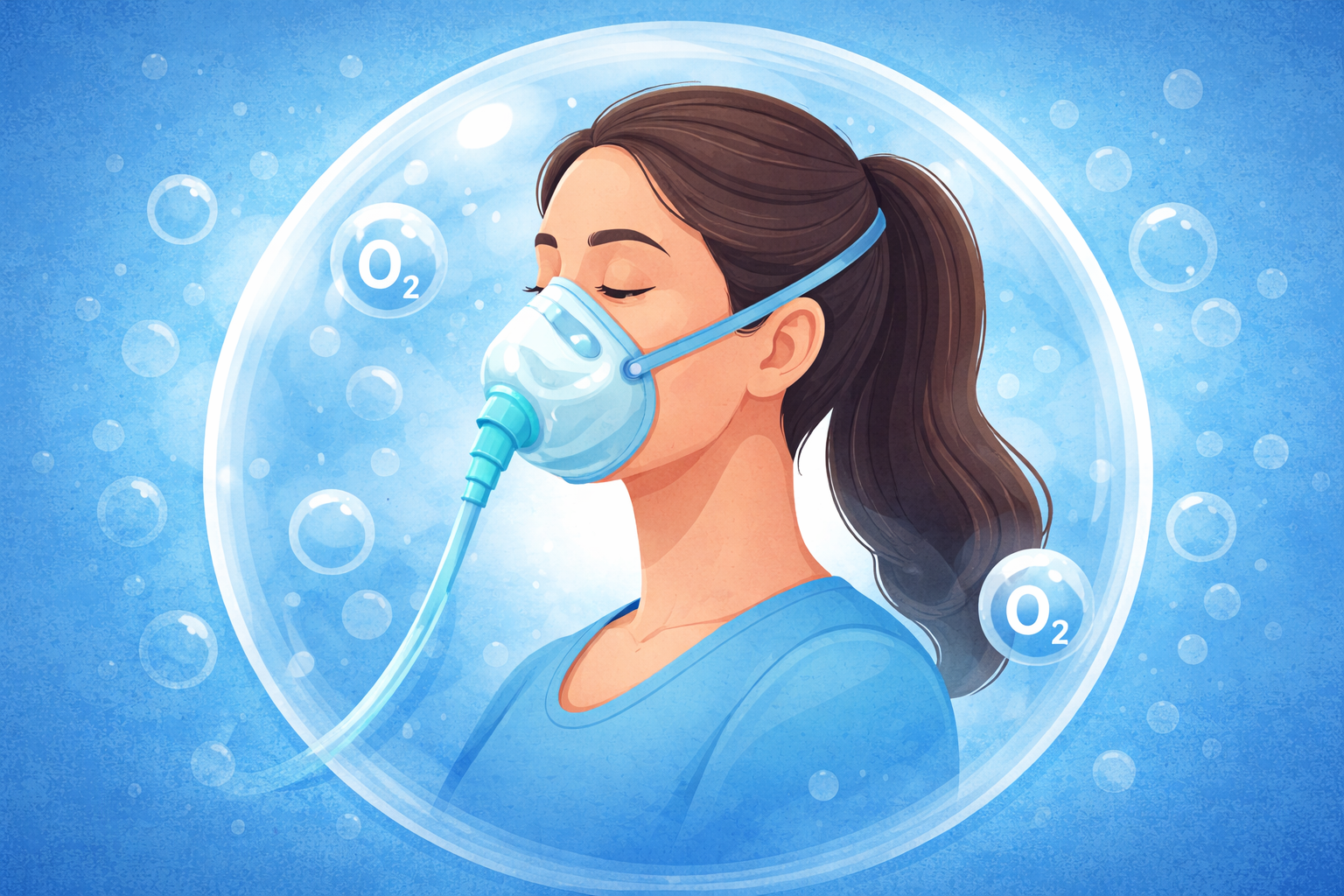 Hyperbaric oxygen therapy in Blairsville GA showing how oxygen is delivered through a mask in a pressurized environment