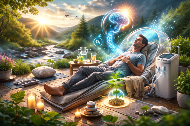 Man relaxing in wellness setting representing addiction recovery and mental clarity support in Blairsville GA