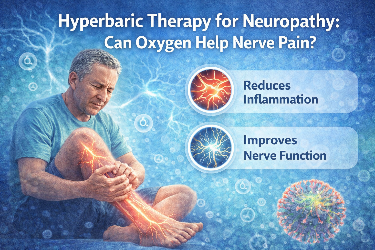 Hyperbaric oxygen therapy for neuropathy and nerve pain in Blairsville GA showing inflammation reduction and improved nerve function