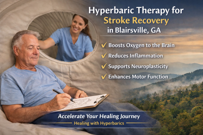 Hyperbaric oxygen therapy for stroke recovery in Blairsville GA showing soft chamber environment and improved cognitive and motor support