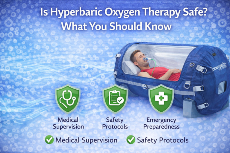 Is hyperbaric oxygen therapy safe in Blairsville GA shown with soft chamber and safety protocols including medical supervision