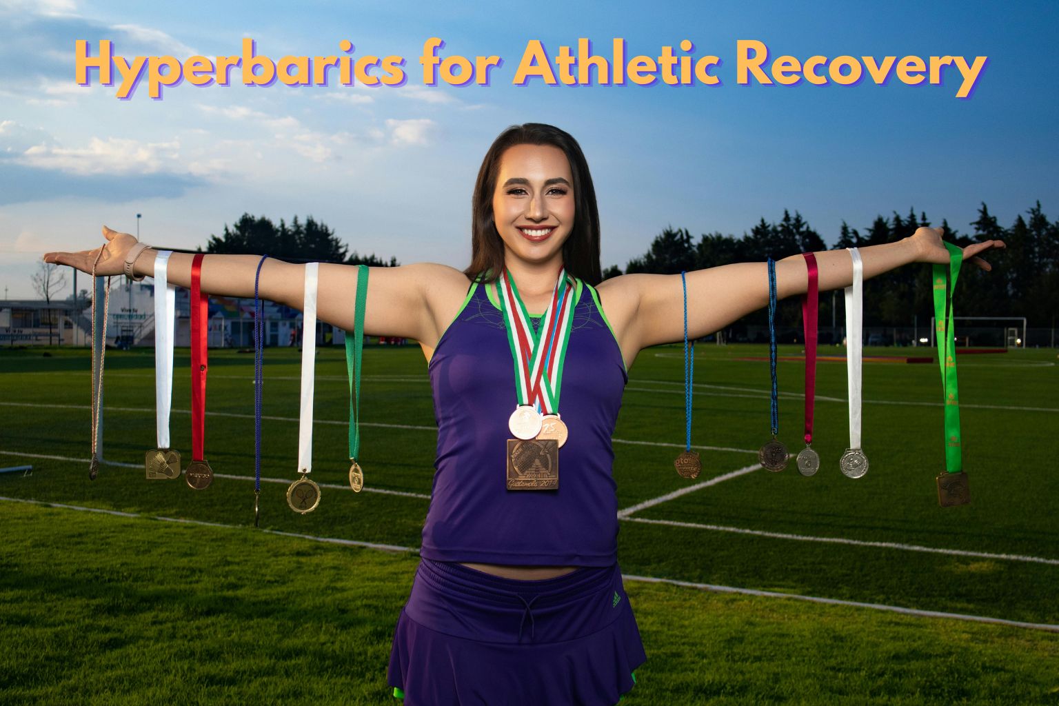 Athlete recovering in a soft hyperbaric oxygen chamber to improve performance and reduce muscle soreness in Blairsville Georgia
